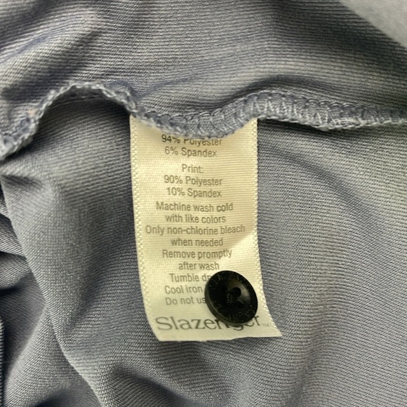 Slazenger Polo Golf Shirt‎ Mens Blue/Gray/green Stripe Short Sleeve Sz Small - Picture 6 of 8